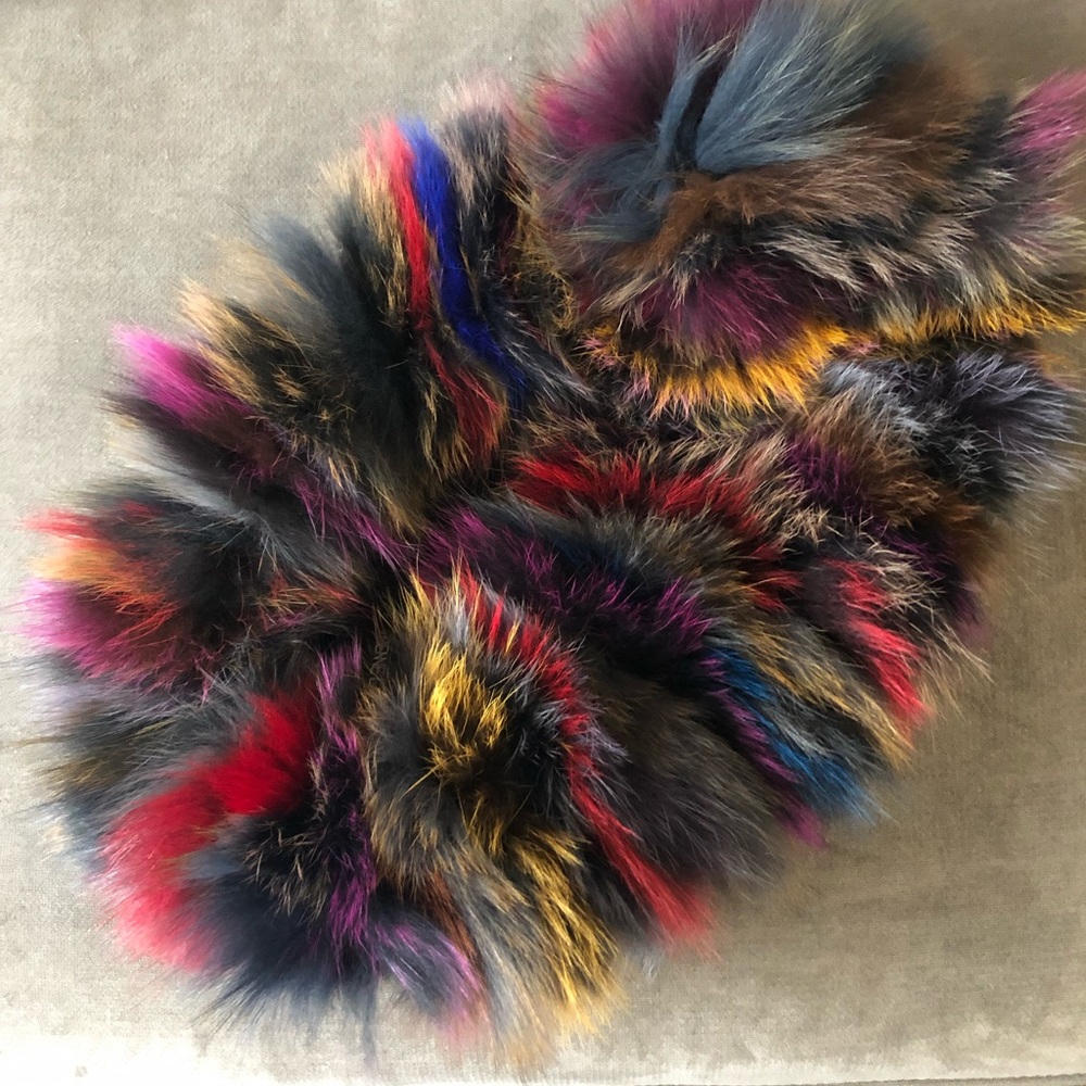 Rainbow Fox Fur Infinity Scarf Fur Pride